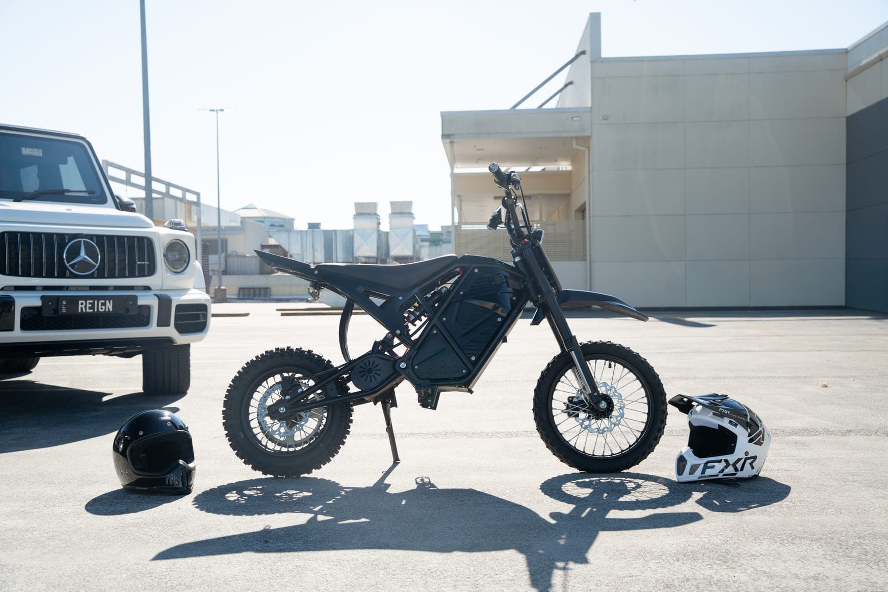 Revex MX-E Small Wheel electric dirt bike, side profile